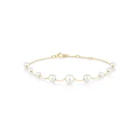 Bracelet With Cultured Freshwater Pearls In 10kt Yellow Gold
