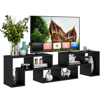 3 Pcs Tv Stand For Tv's Up To 65" Console Entertainment Center Bookcase Shelves