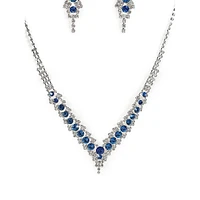 Silver Plated Designer Stone Necklace And Earring Set