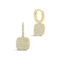 Cz Tag Micro Hoops Earring Sterling Forever Gold