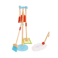 Toy Cleaning Play Set - 6pcs - Includes Broom, Mop, Duster, Dust Pan, Brush And Stand, Ages 3+