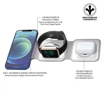 15w Trio 3in1 Magnetic Foldable Wireless Charger - White