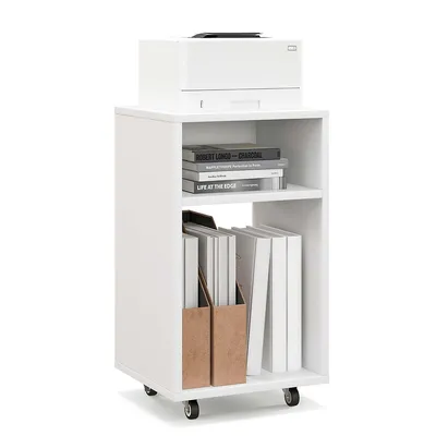 Mobile File Cabinet Wooden Printer Stand Vertical Storage Organizer Home Office