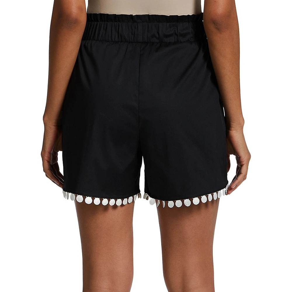 Drawstring Scallop-Trim Shorts