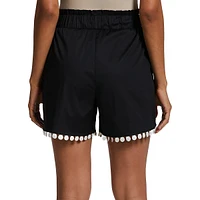 Drawstring Scallop-Trim Shorts