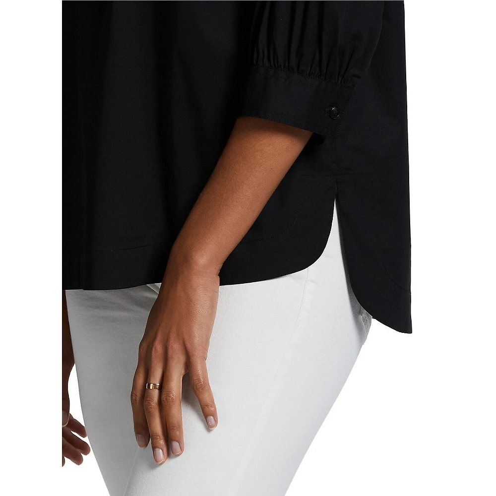 Bubble-Sleeve Popover Shirt