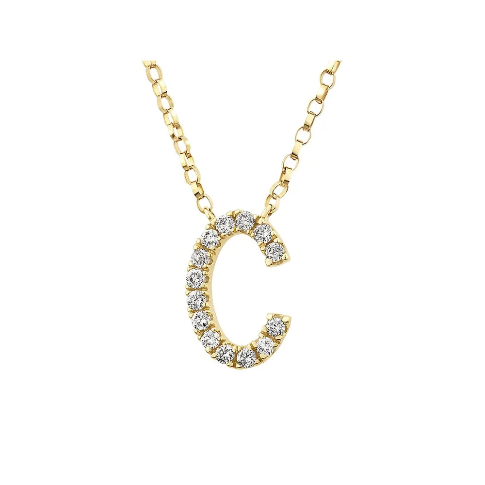 V Initial Necklace with 0.10 Carat TW of Diamonds in 10kt White Gold