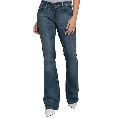 Women's Stretch Denim Dark Whisker Flare Bootcut Premium Jeans