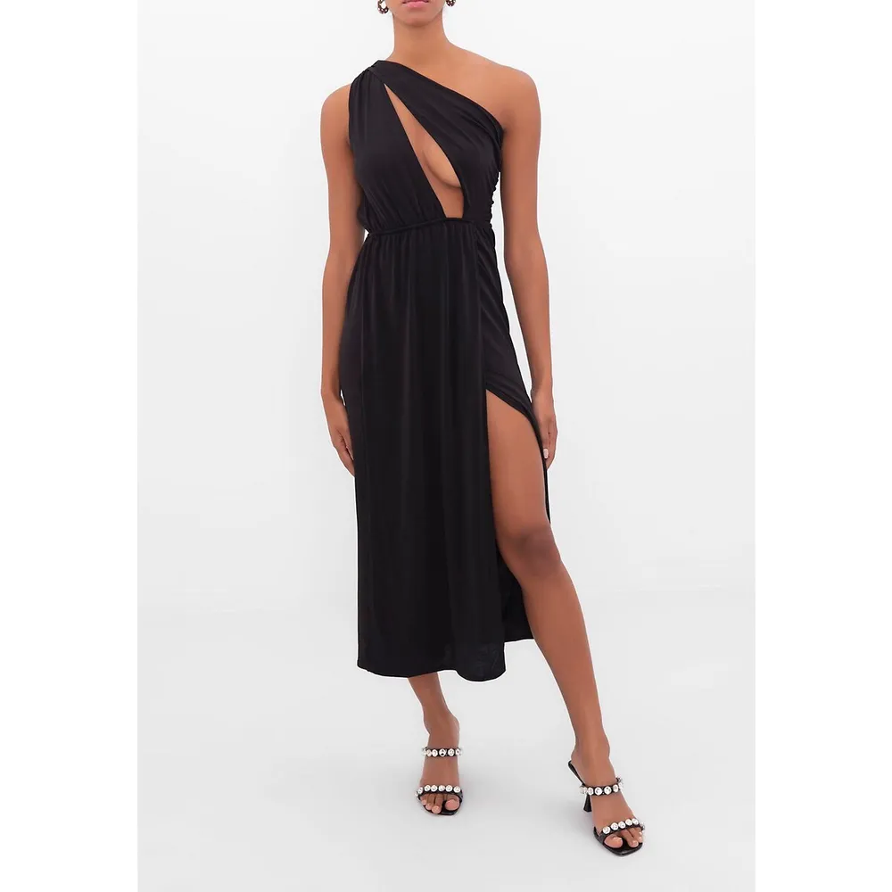 BSL Asymmetrical Hem Detail One Shouldered Long Dress