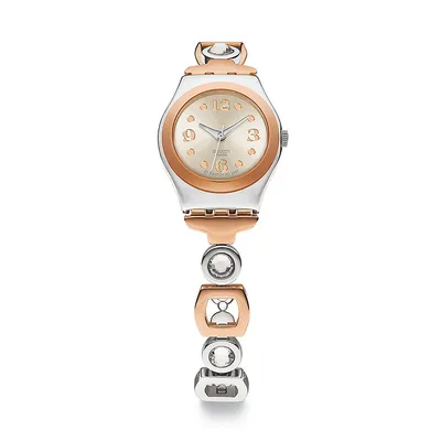 Ring Bling Crystal Two-Tone Stainless Steel Watch