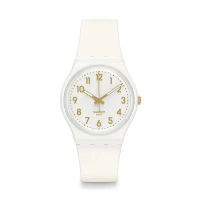 Analog Goldtone Accent Silicone Watch