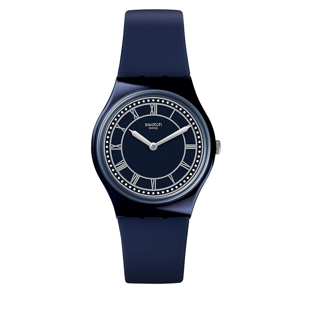 Montre analogique bleue avec bracelet en silicone