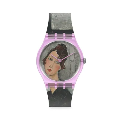 Swatch x Centre Pompidou Portrait Of Dédie Plastic & Silicone Strap Watch​ GZ356