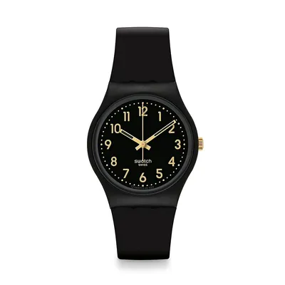 Analog Goldtone Accent Silicone Watch