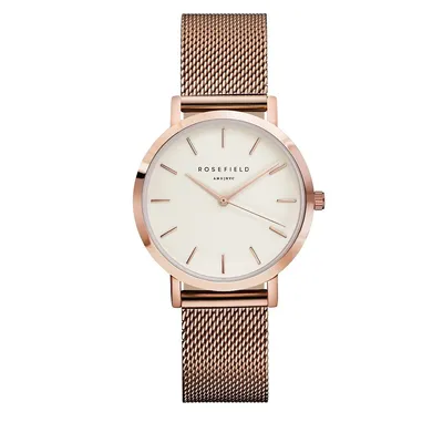 The Tribeca Analog Rose Goldtone Mesh Bracelet Watch