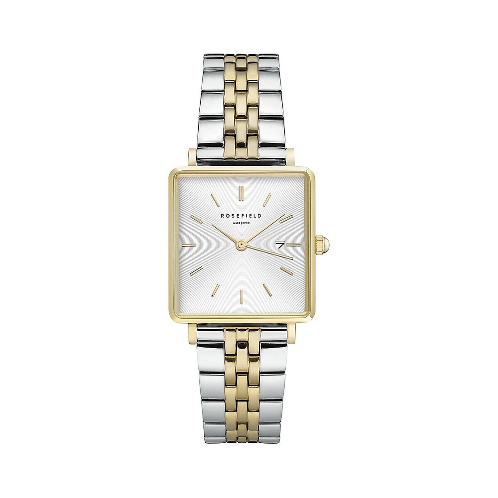 Boxy Two-Tone Stainless Steel Bracelet Watch QVSGD-Q013