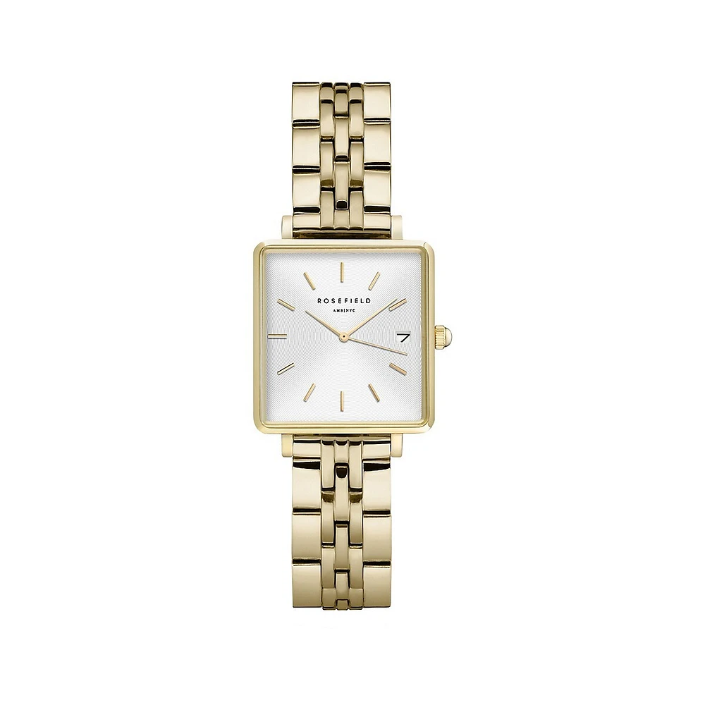 Mini Boxy Goldtone Stainless Steel Bracelet Watch QMWSG-Q021