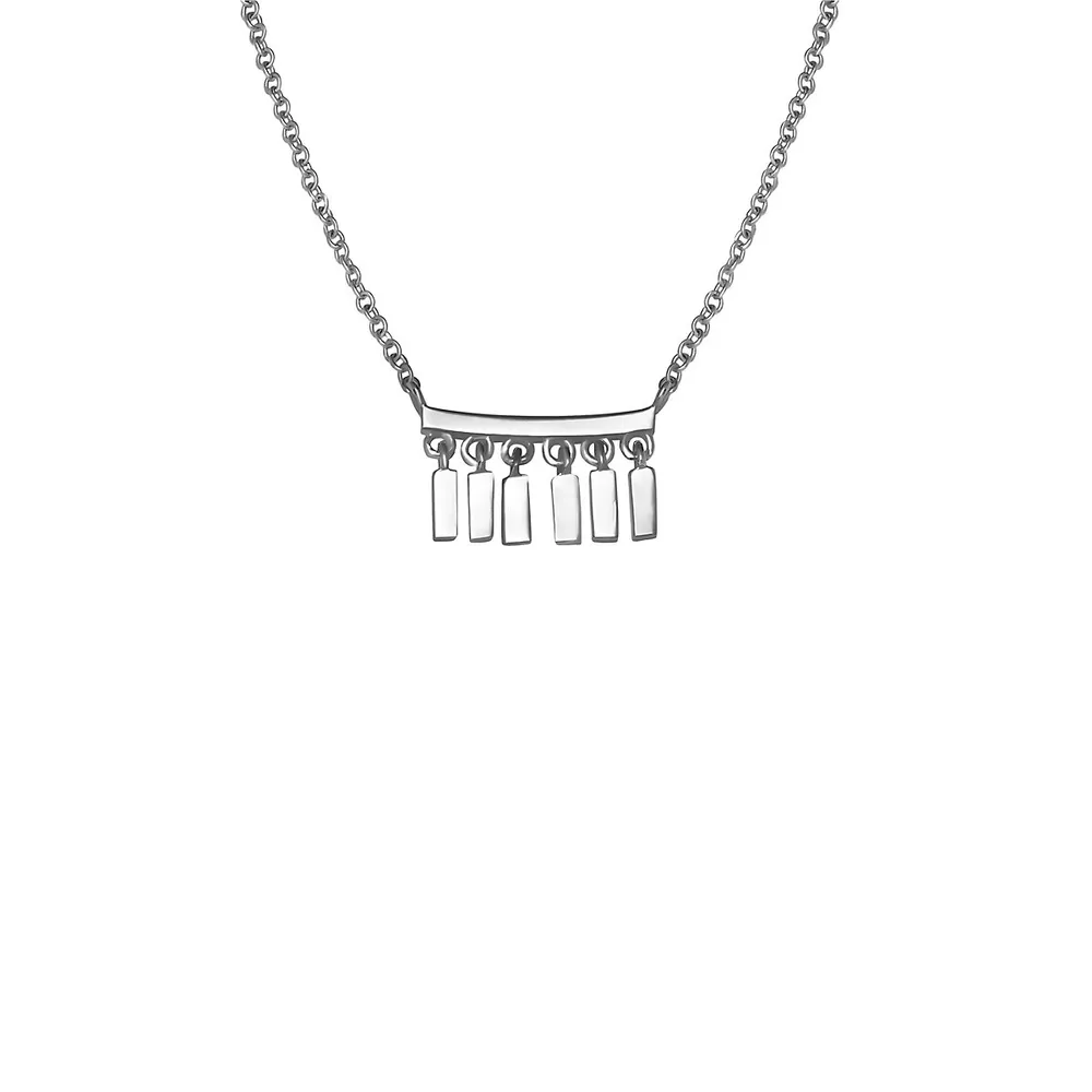 Iggy Silver Rhodium-Plated Multi-Drop Bar Pendant Necklace