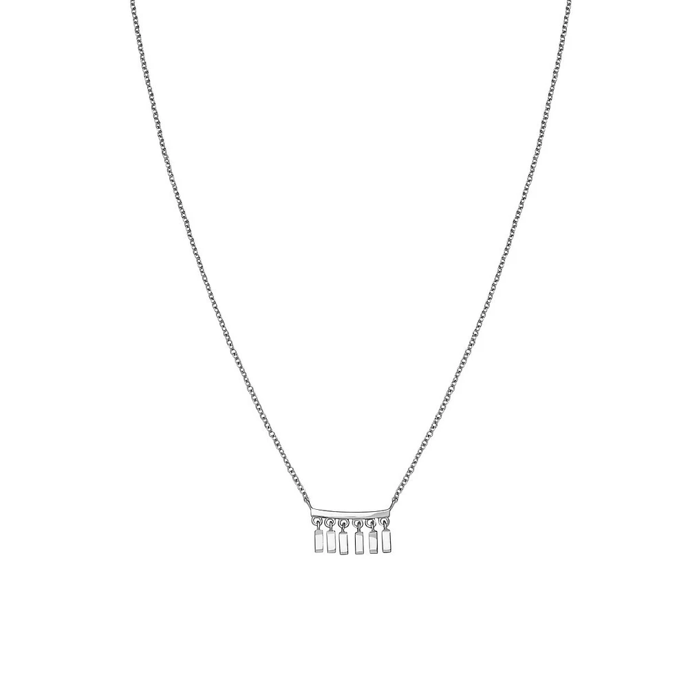 Iggy Silver Rhodium-Plated Multi-Drop Bar Pendant Necklace