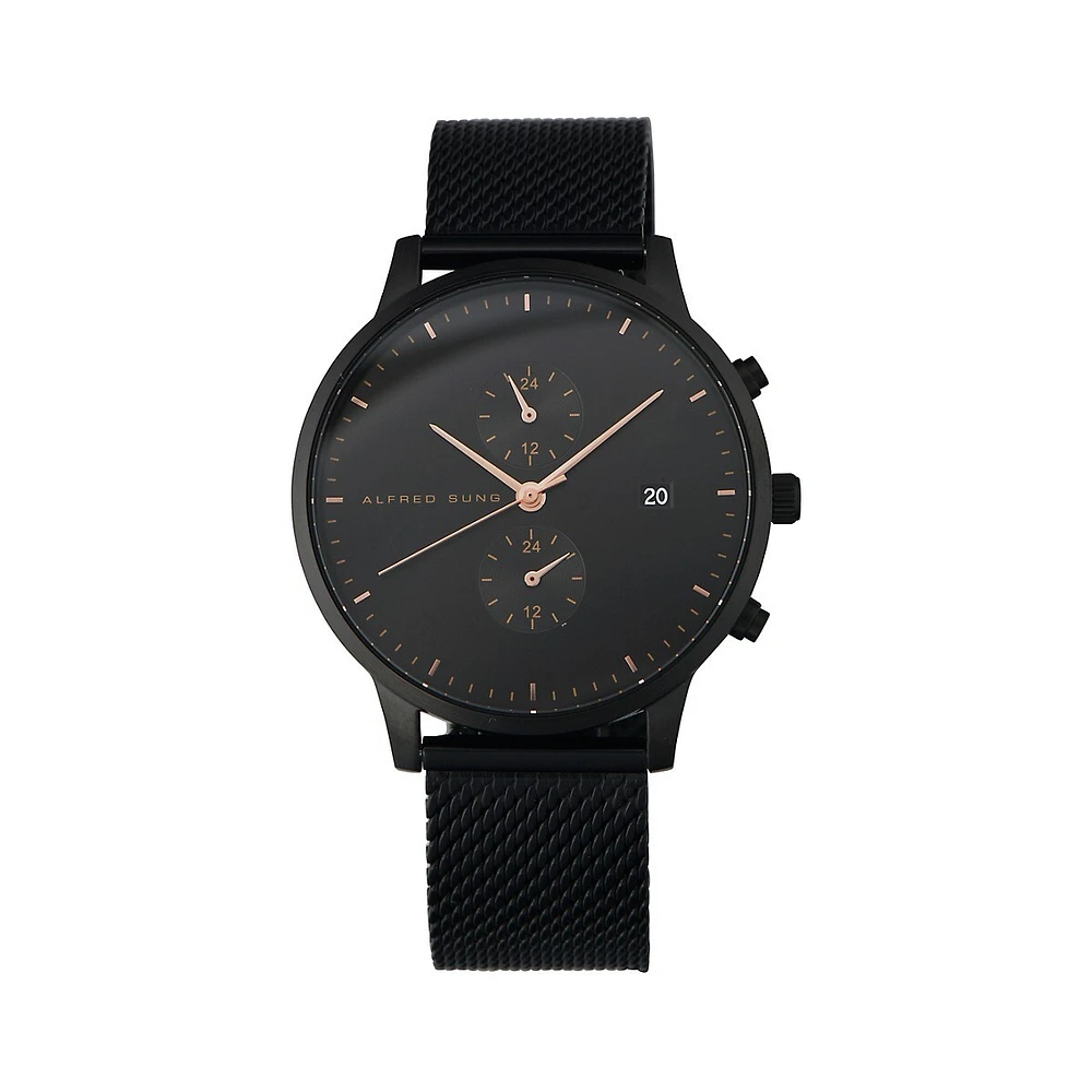 Black Mesh Bracelet Watch