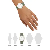 West Village White Mother-Of-Pearl Dial & Green Leather Strap Watch