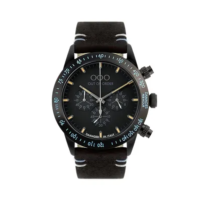 Cielo Black Vegan Chronograph Strap Watch