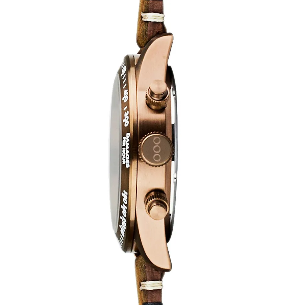 Montre chronographe Bronzo avec bracelet en cuir végétalien brun