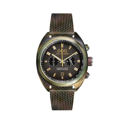 Torpedine Chrono Bronzo Giallo Heritage Chronograph Racing Mesh Bracelet Watch