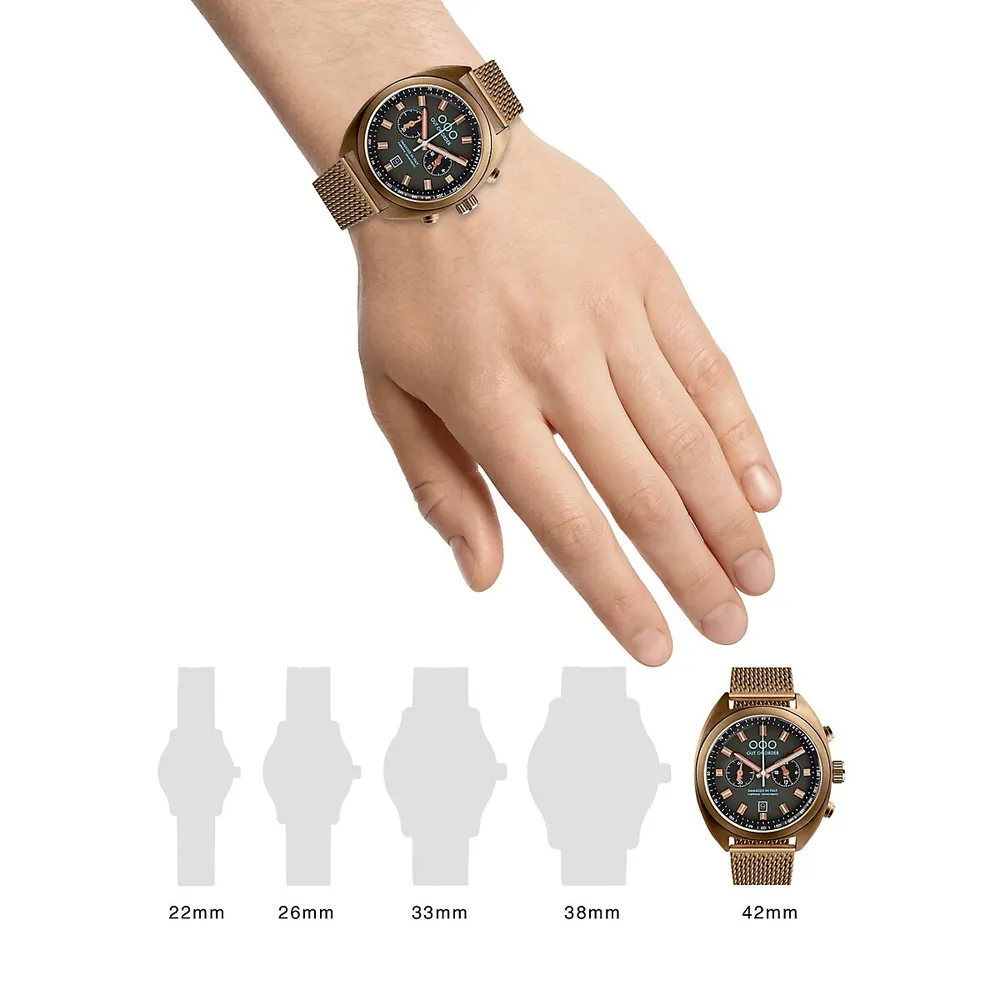 Torpedine Chrono Bronze Blue Heritage Chronograph Racing Mesh Bracelet Watch