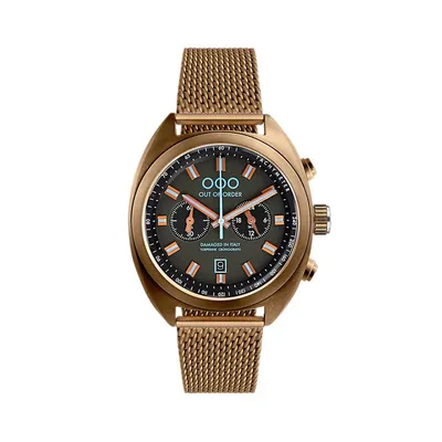 Torpedine Chrono Bronze Blue Heritage Chronograph Racing Mesh Bracelet Watch