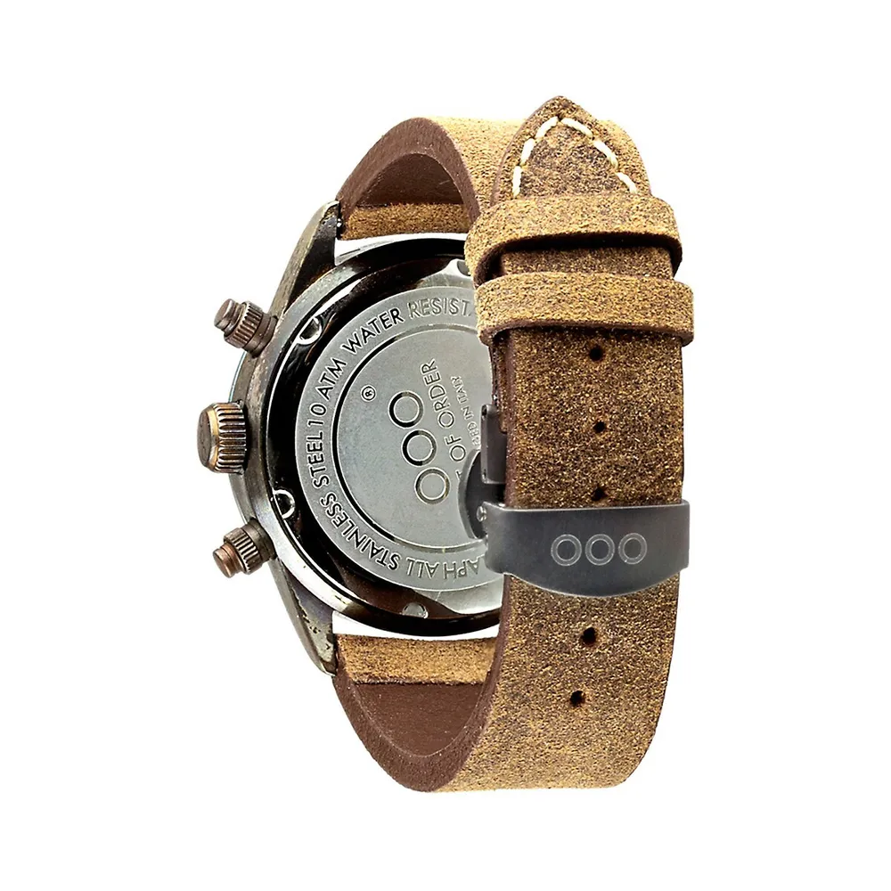 Cronografo Heritage Chronograph Brown Leather Strap Watch