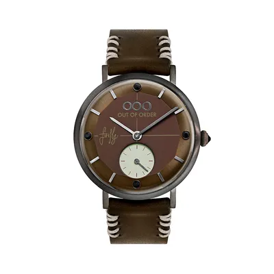 Firefly 41 Marrone Scuro Brown Leather Strap Dress Watch