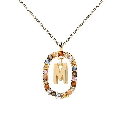 18kt Gold Plated Sterling Silver Letter Pendant Necklace - M Initial