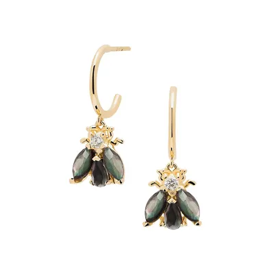 Zaza 18kt Gold Plated Sterling Silver Stone Insect Drop Earrings