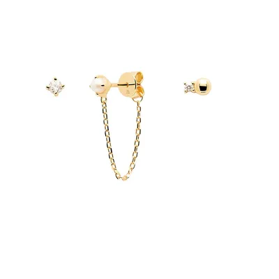 3-Piece Ultra Basics Charlie 18kt Gold Plated Sterling Silver Earring Set