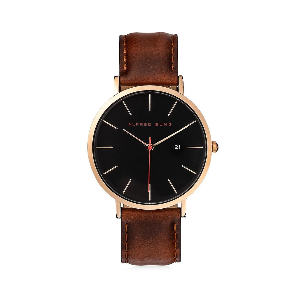 Minimalist Leather-Strap Watch ASM-0005