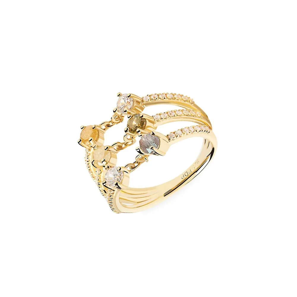 Juno 18K Goldplated Sterling Silver & Crystal Ring