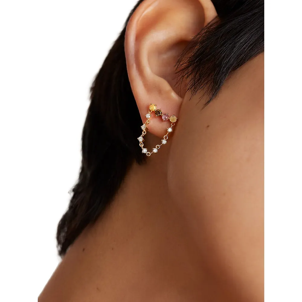Boucles d'oreilles en argent sterling plaqué or 18 ct à pierres multiples Juno