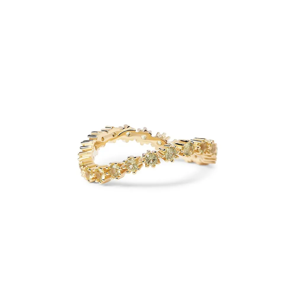 Motion 18K Goldplated Sterling Silver & Crystal Ring