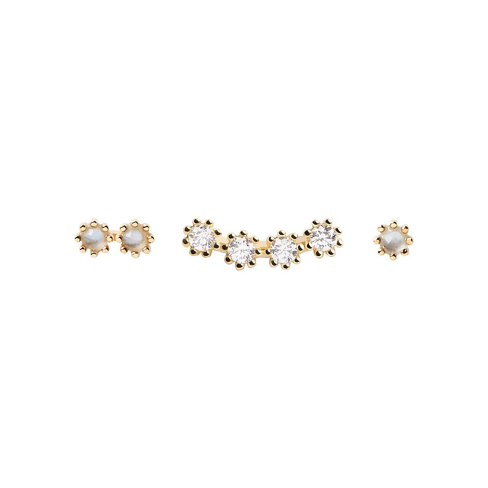 Motion Ocean 18K Goldplated Sterling Silver & Cubic Zirconia 3-Piece Earring Set