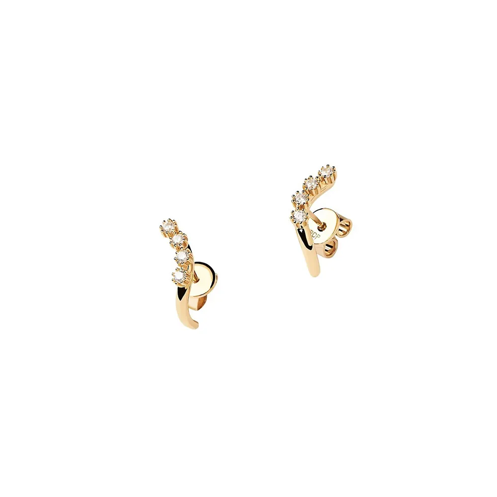 Boucles d'oreilles en argent sterling plaqué or 18 ct avec cristaux