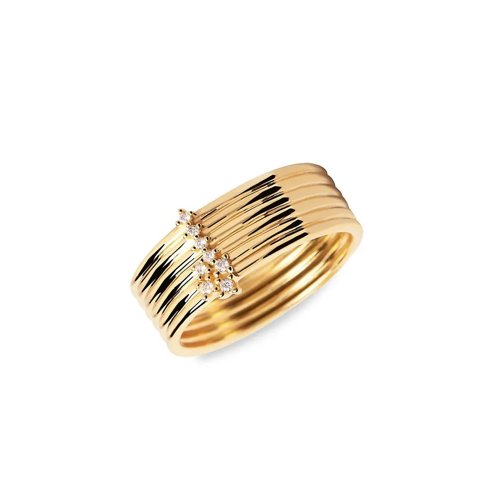 Super Nova 18K Goldplated Sterling Silver & Cubic Zirconia Ring