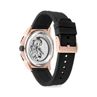 Montre automatique en acier inoxydable avec bracelet en silicone KCWGR2104204