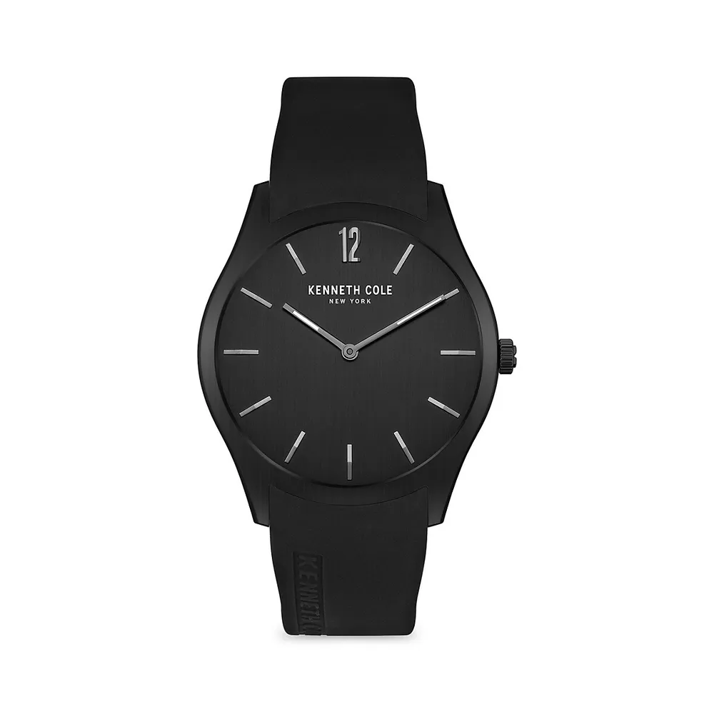 Modern Classic Ion-Plated Stainless Steel & Silicone Strap Analog Watch​KCWGM2122601