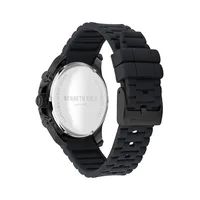 Montre chronographe en acier inoxydable à placage ionique noir avec bracelet à maillons KCWGO2105002