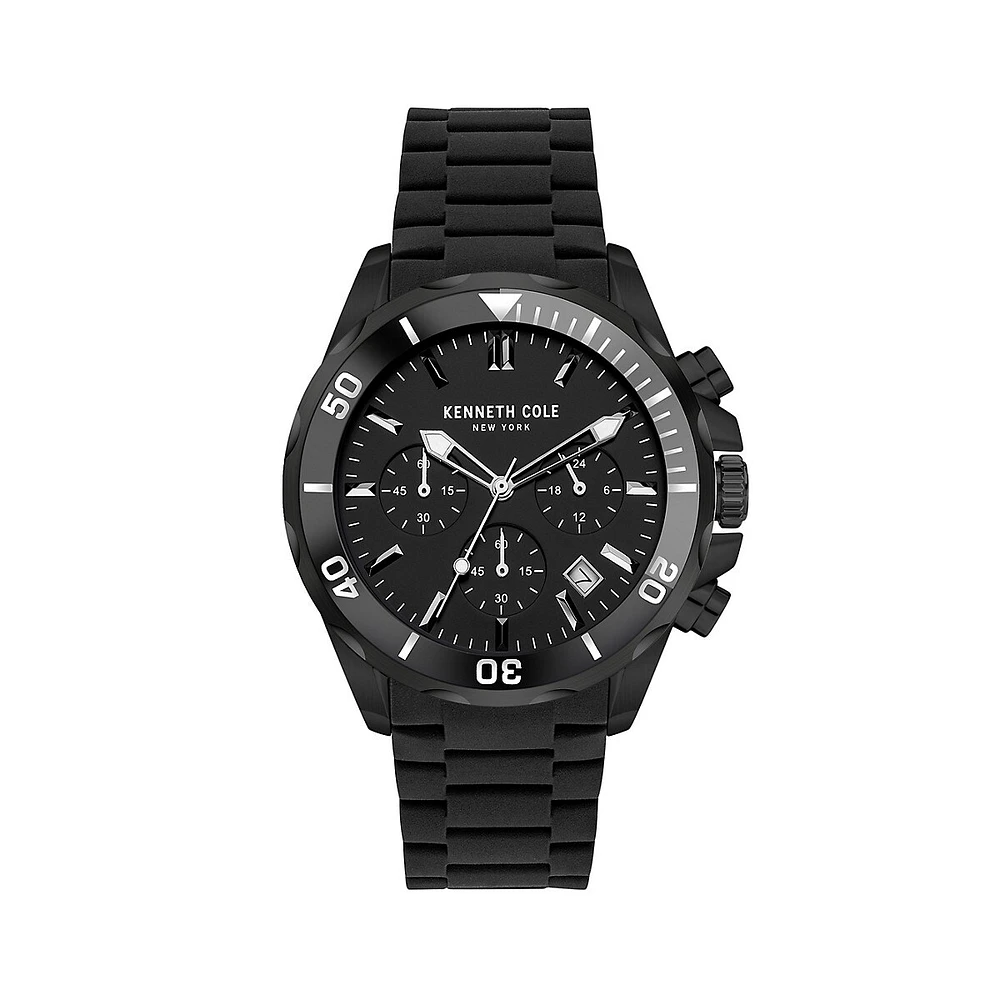 Black Ion-Plated Stainless Steel & Link Bracelet Chronograph Watch​ KCWGO2105002