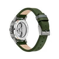 Stainless Steel Case & Olive Green Genuine Leather Strap Automatic Watch KCWGE2220501