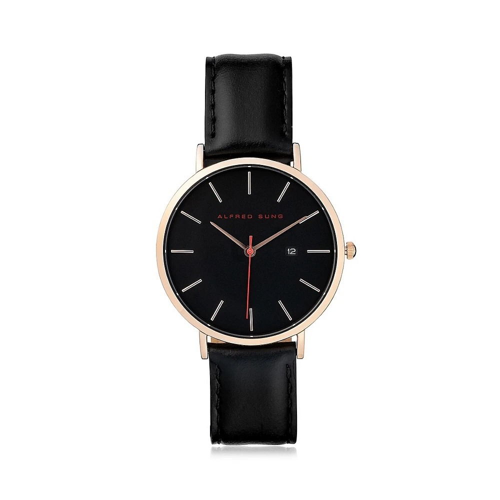 Montre minimaliste avec bracelet en cuir ASM-0015