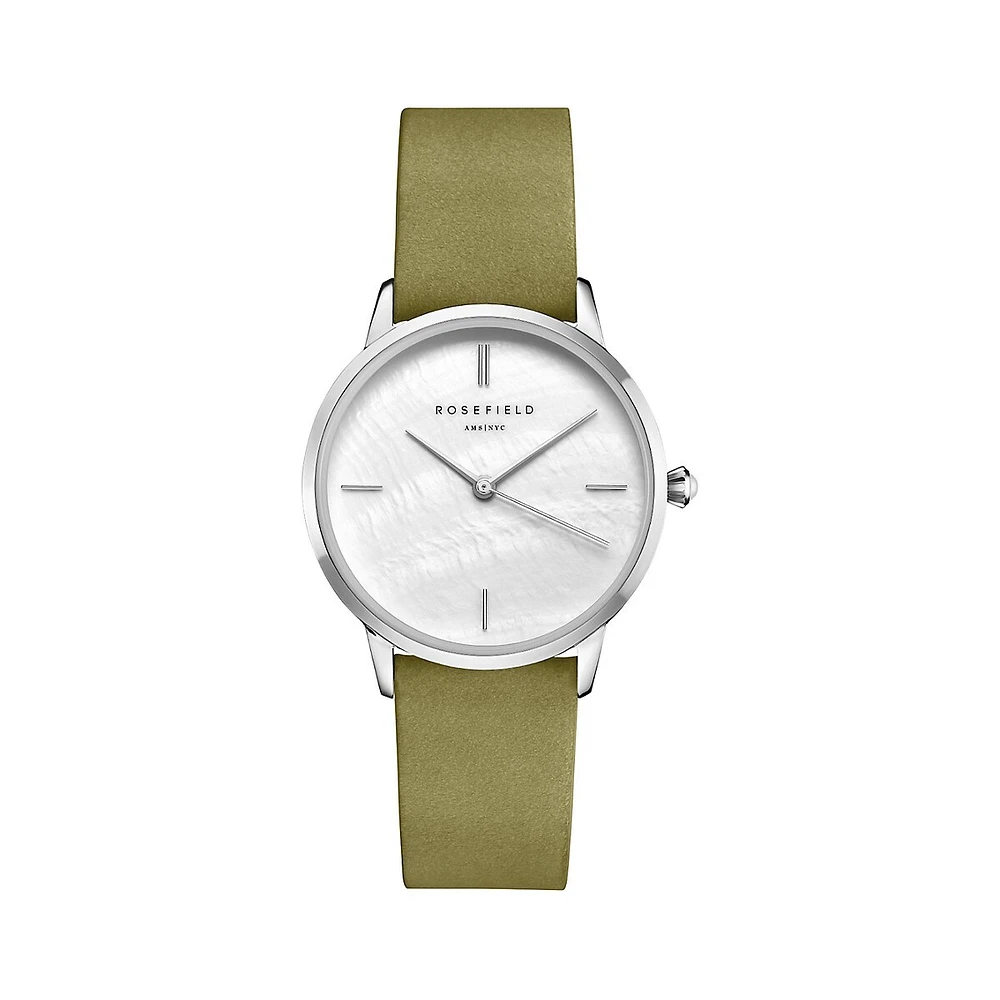 Montre analogique argentée avec bracelet en cuir Pearl Edit RMOLS-R05