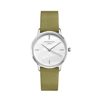 Montre analogique argentée avec bracelet en cuir Pearl Edit RMOLS-R05